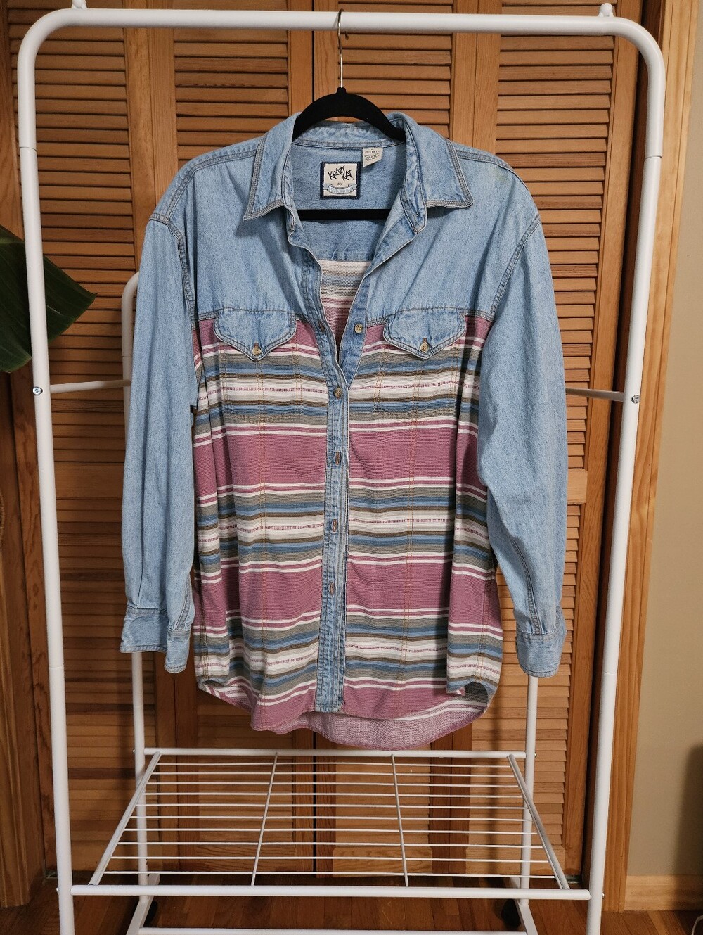Vintage 90s Western Cowboy Gritty Boho Granola Girl Jean Button Up